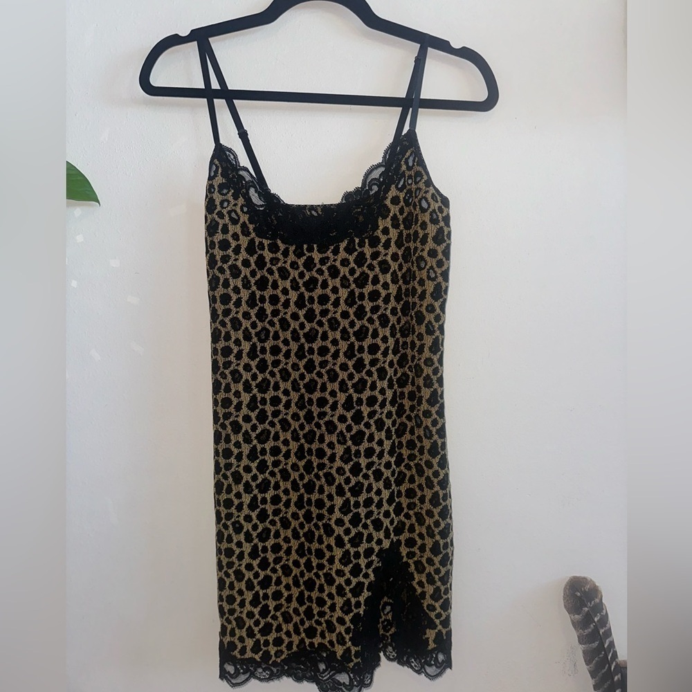 Hanky Panky leopard cheetah lace slip dress small